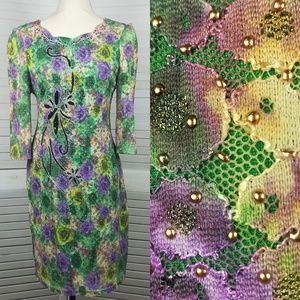Vintage Pageant Mint Green & Lavender Sequin Dress
